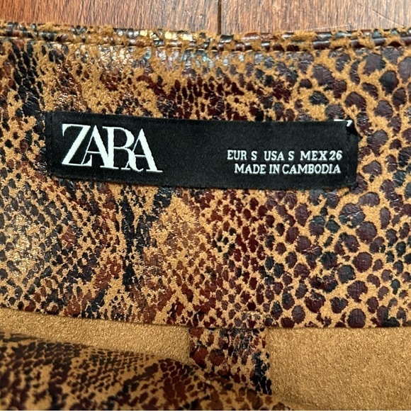 Zara Faux Python Leather Skort, Snakeskin Print in Brown and Bronze, Size Small - Picture 12 of 12